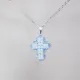 Small Cross - Pervenche-Silver Chain - 1